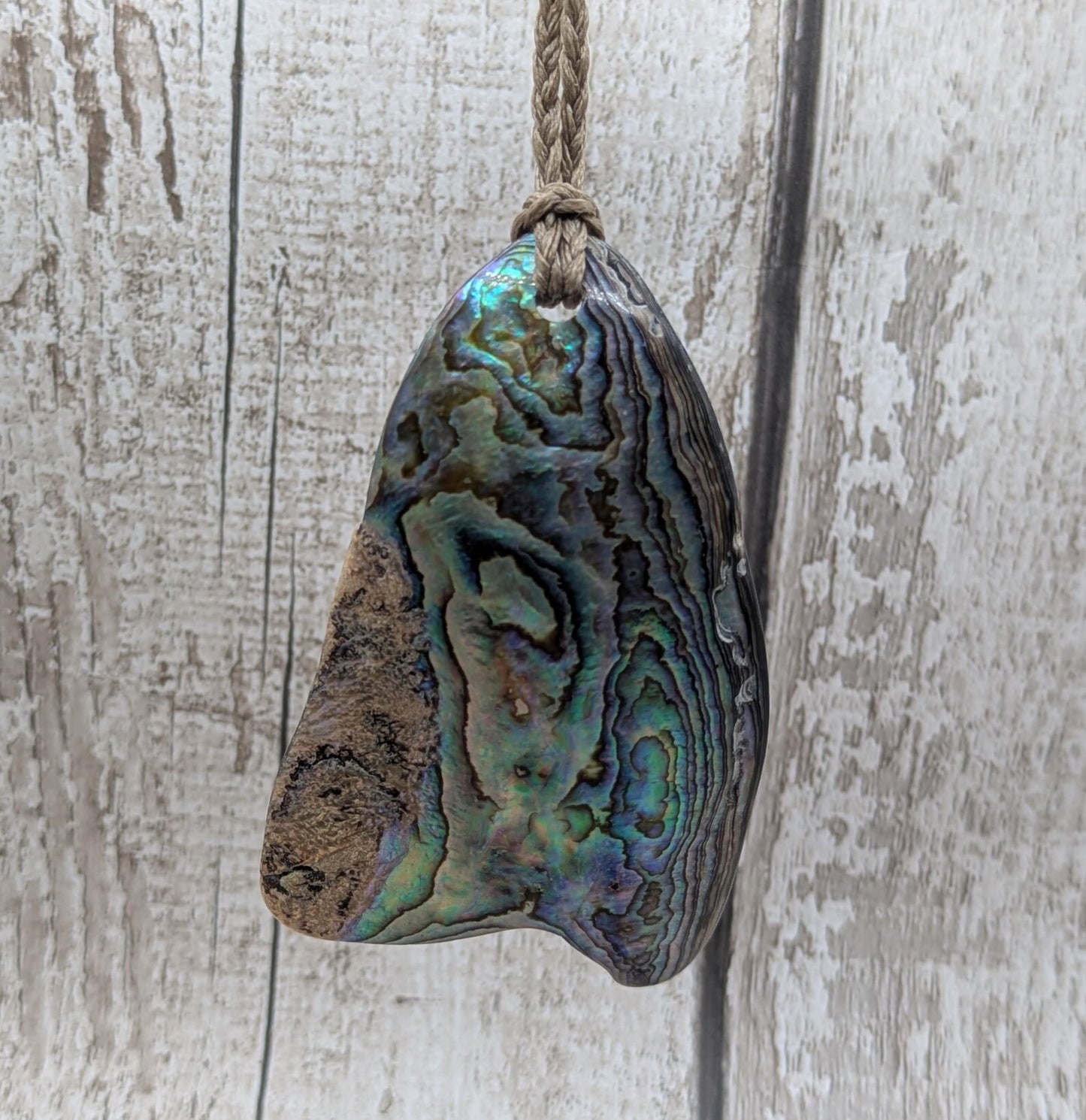 Large Freeform NZ Pāua Shell Pendant – Iridescent Abalone Statement Necklace, Natural statement Beach Jewellery.