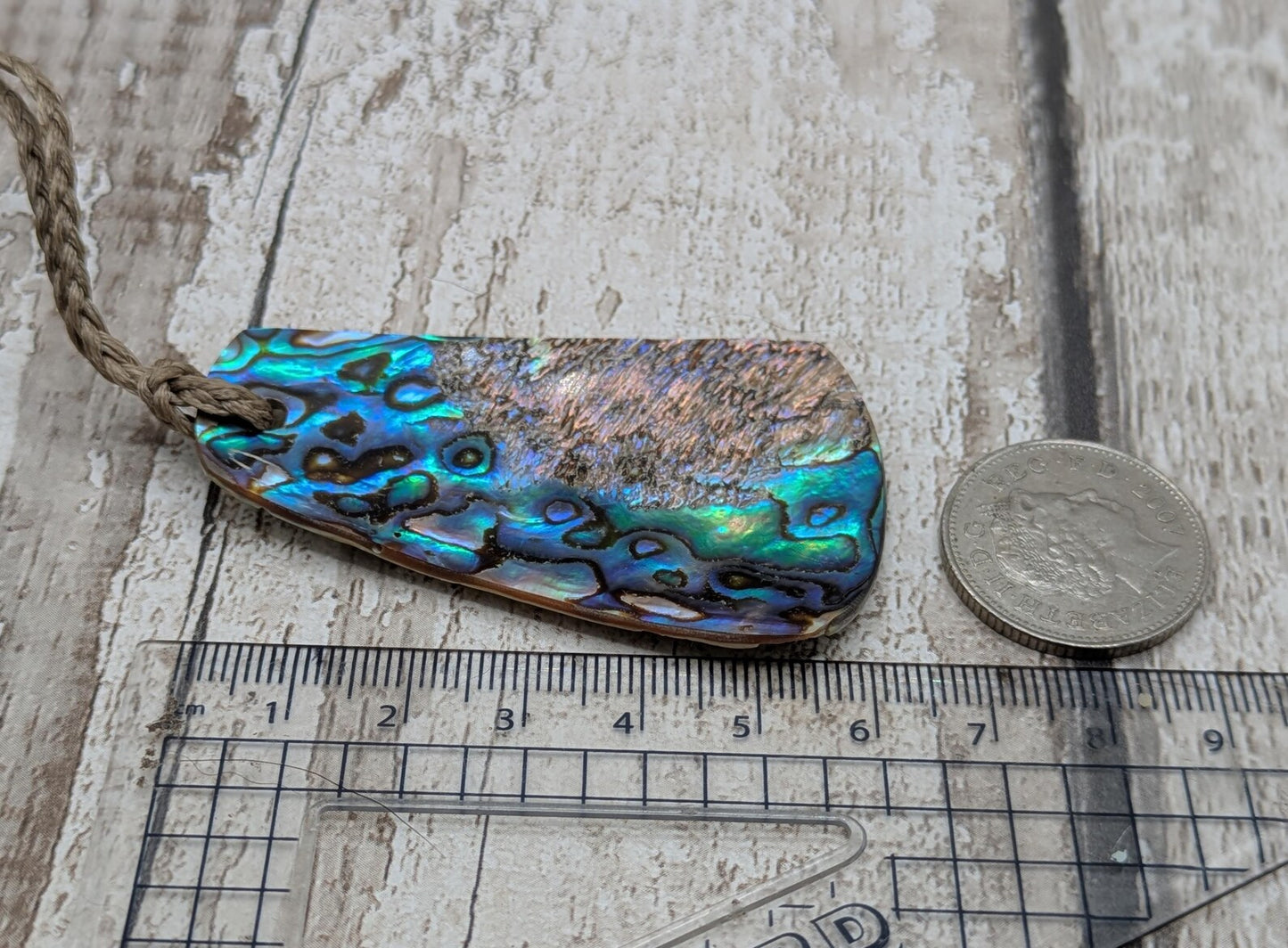 new Zealand rainbow pāua abalone pendant, ocean linked, iridescent Talisman, statement pendant