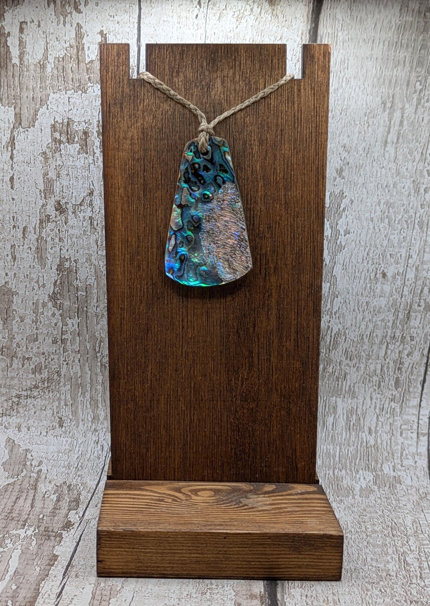 new Zealand rainbow pāua abalone pendant, ocean linked, iridescent Talisman, statement pendant