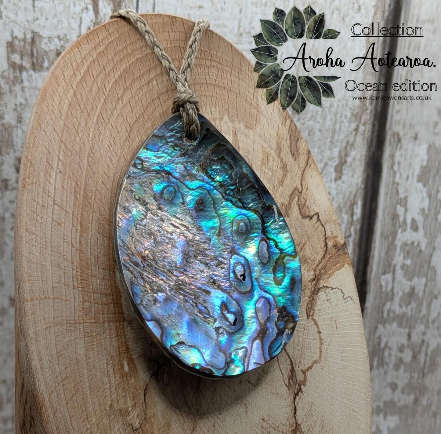 new Zealand rainbow pāua abalone pendant, ocean linked, iridescent Talisman, statement pendant
