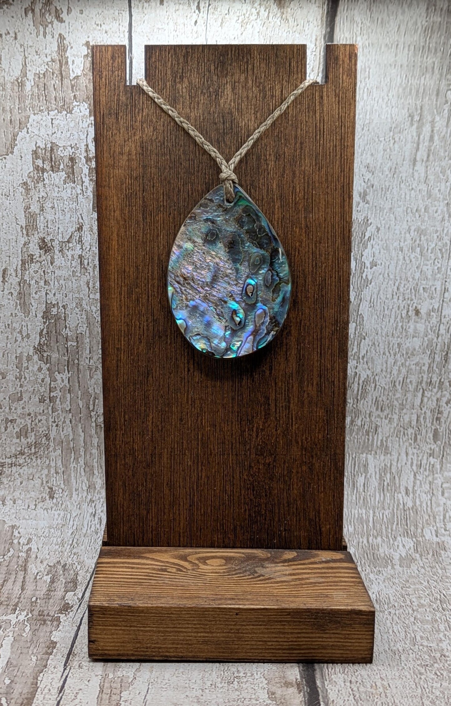 New Zealand rainbow pāua large year drop statement pendant, ocean themed, natural  statement amulet.