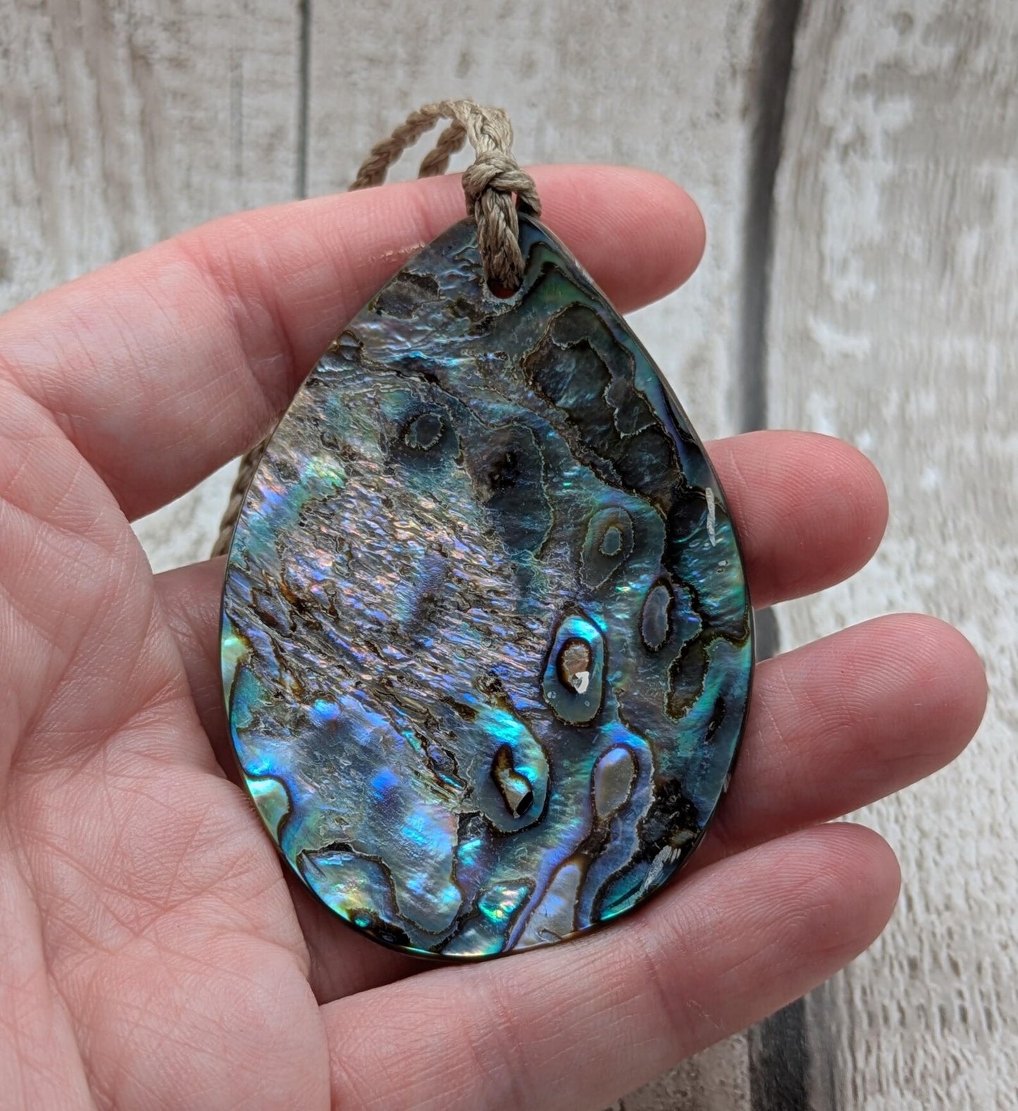 New Zealand rainbow pāua large year drop statement pendant, ocean themed, natural  statement amulet.