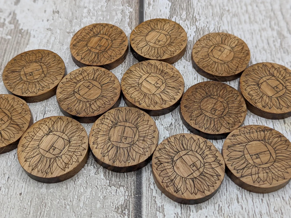 Earthly goddess oak wood laser printed oracle tiles set.