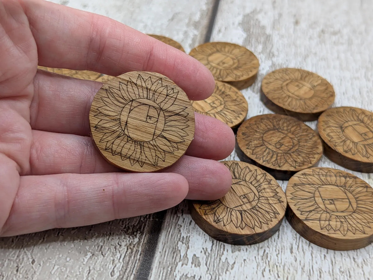 Earthly goddess oak wood laser printed oracle tiles set.