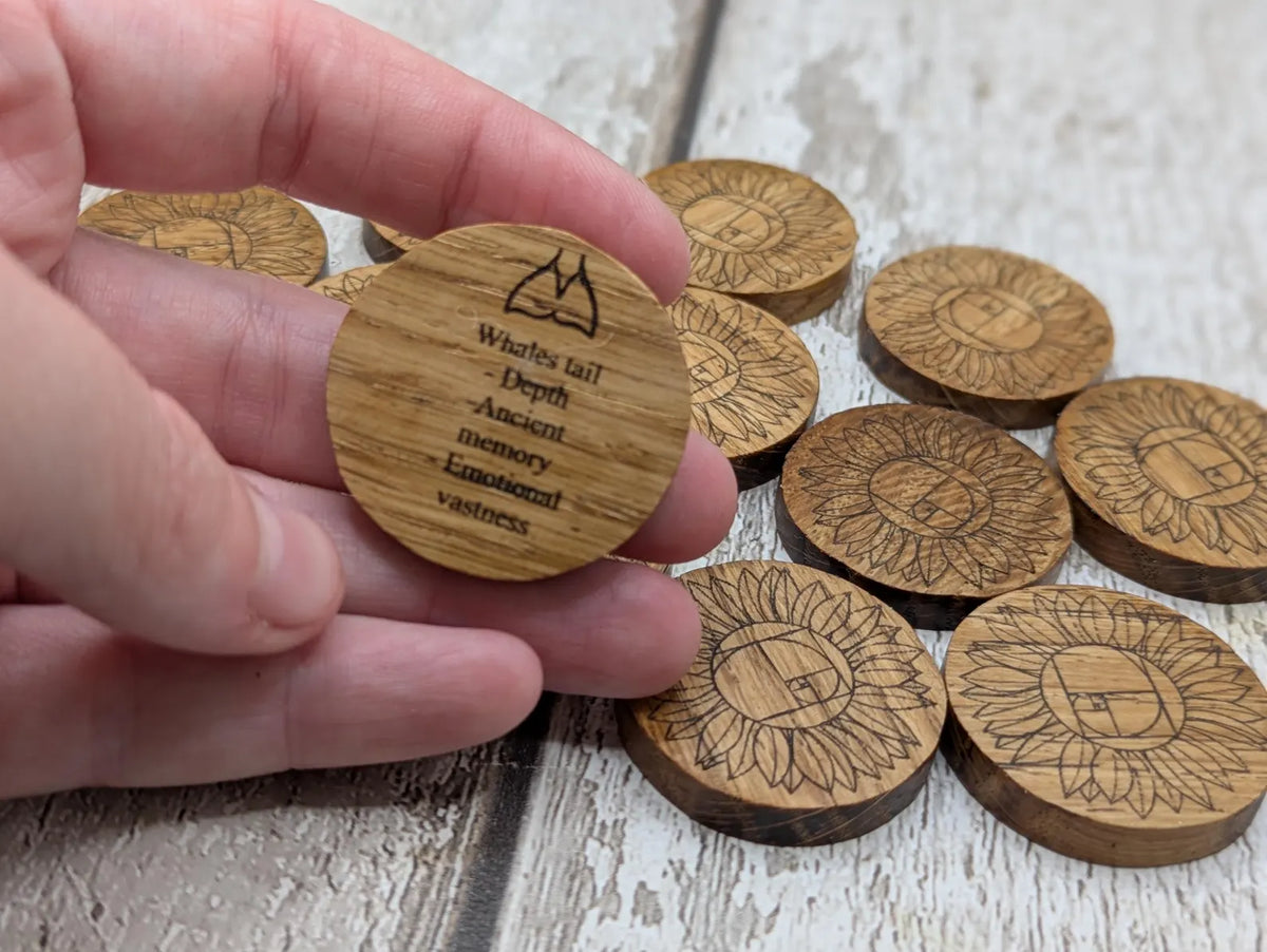 Earthly goddess oak wood laser printed oracle tiles set.
