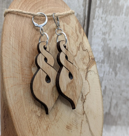 Sweet chestnut pikourua twist laser cur earrings