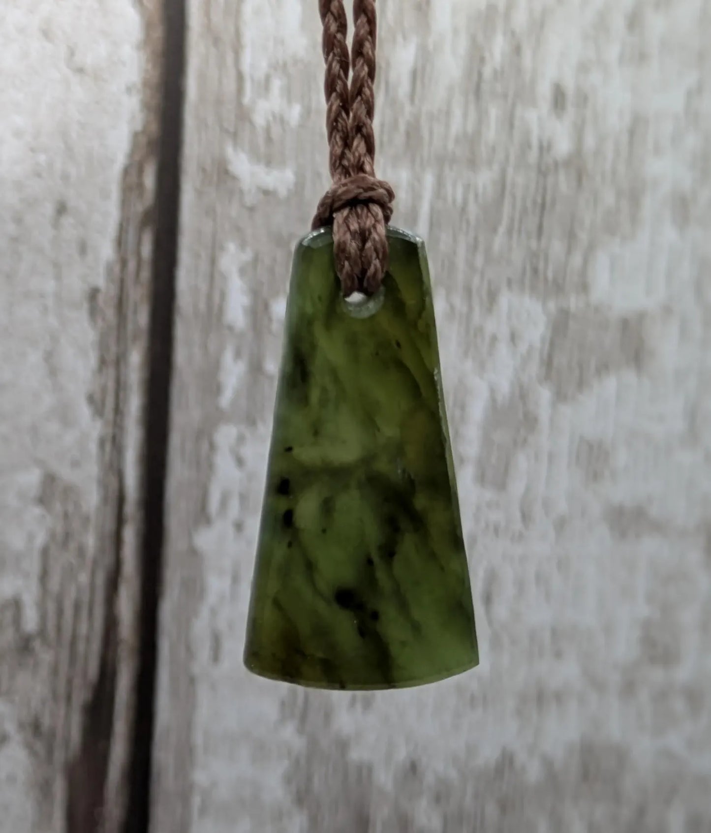 New Zealand Pounamu greenstone drop pendant.