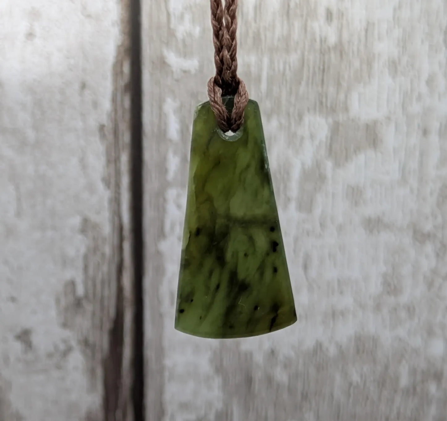 New Zealand Pounamu greenstone drop pendant.