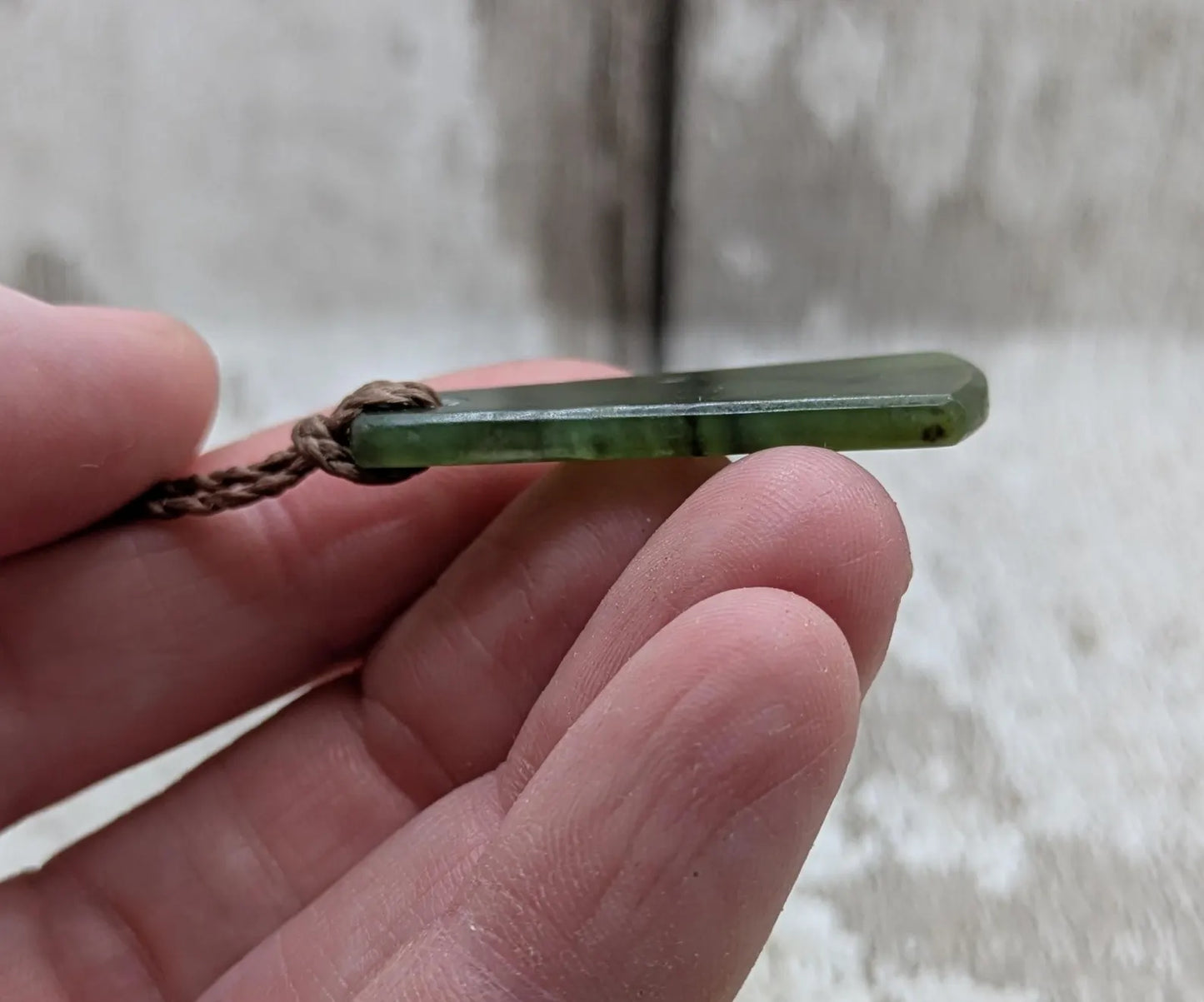 New Zealand Pounamu greenstone drop pendant.