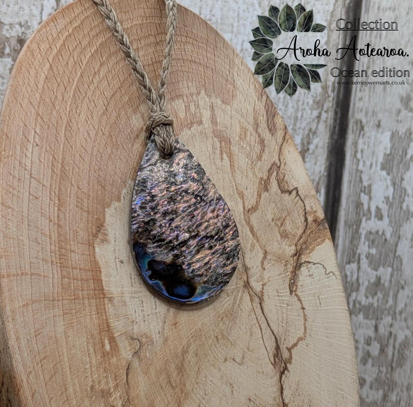 New Zealand Rainbow Pāua Shell teardrop Pendant – Iridescent ocean themed Necklace, Māori Inspired Jewellery, Healing Shell Talisman.