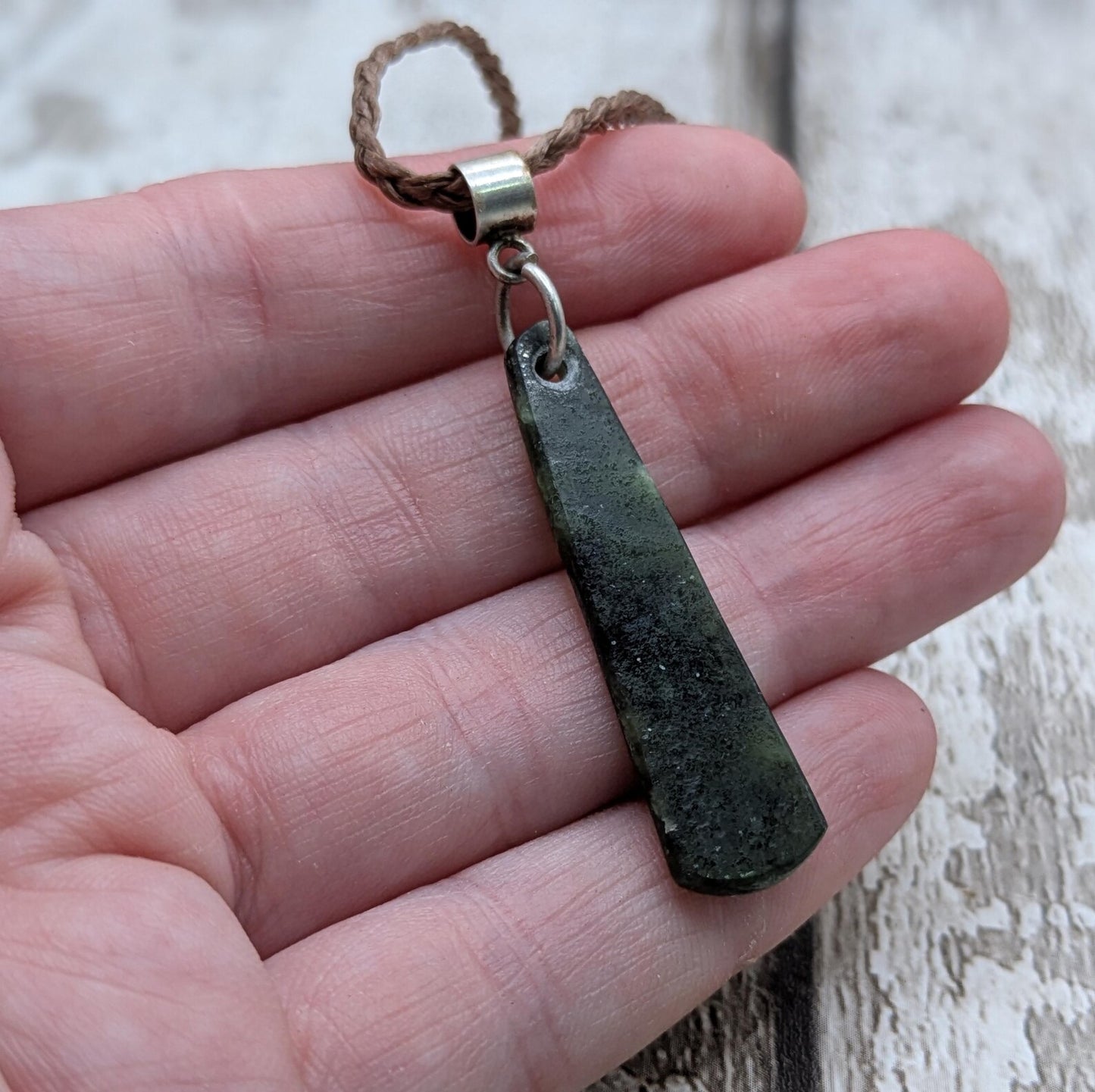 New Zealand nephrite jade Pounamu greenstone roimata drop pendant.