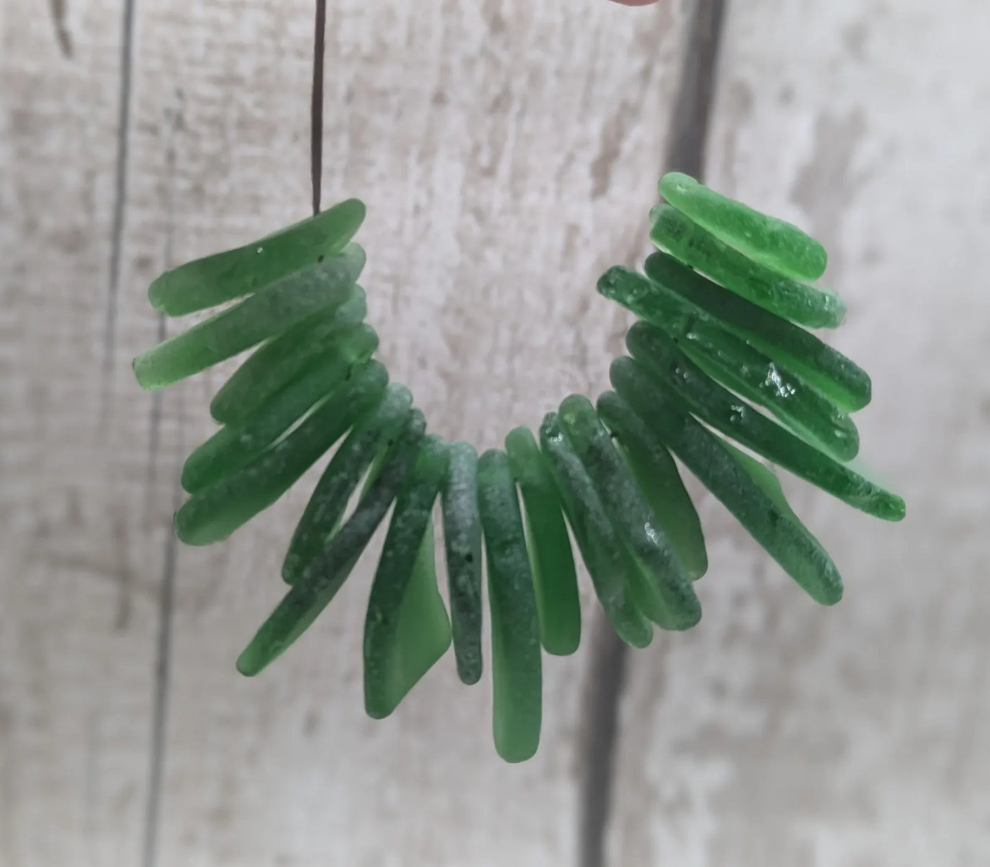 Tiny top drilled green sea glass, naturally tumbled, locally resourced crafting material, jewellery making beads.