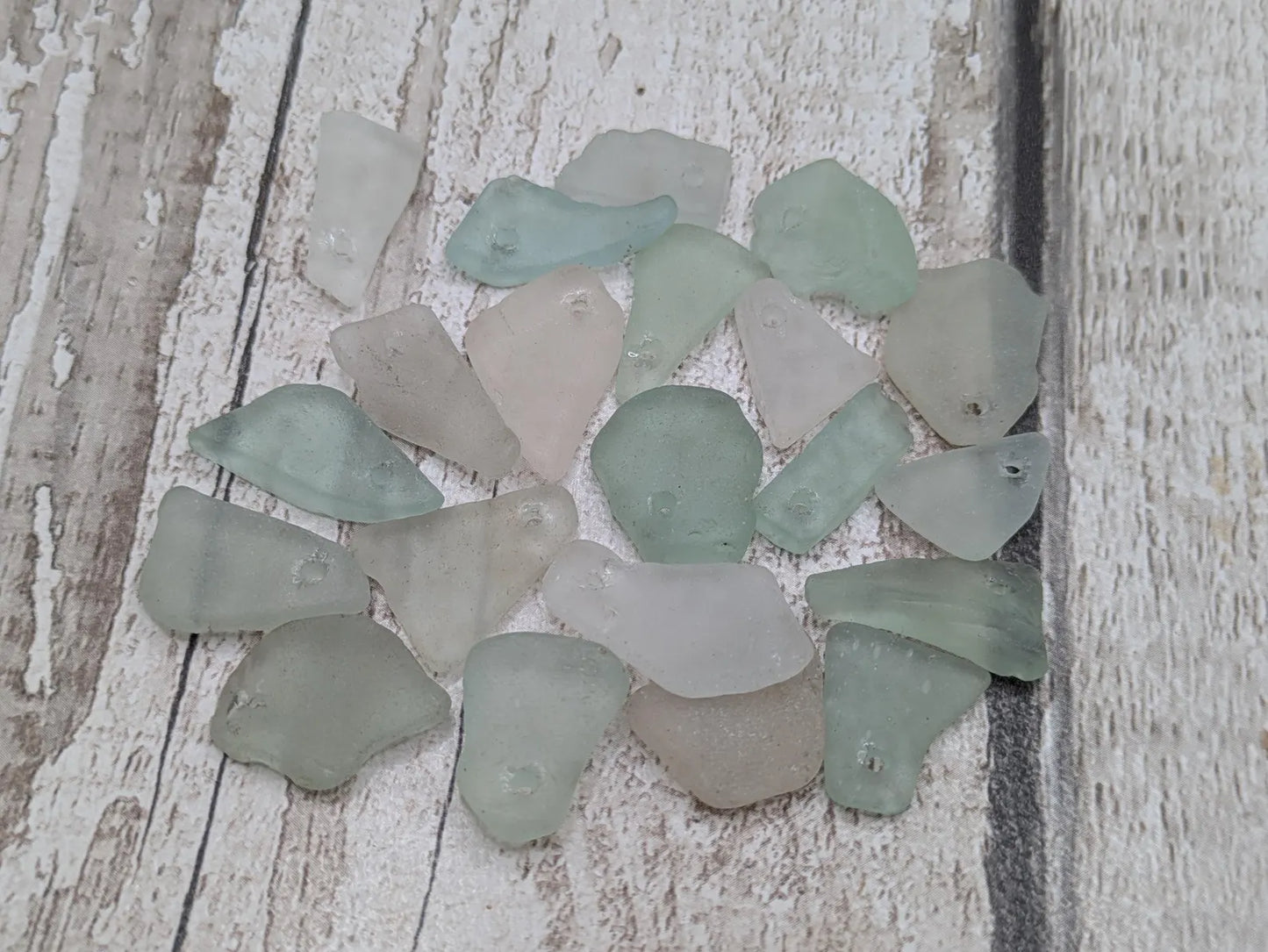 Tiny mixed top drilled sea glass craft beads, naturally estuary tumbled, arts and jewellery making, recycled material.