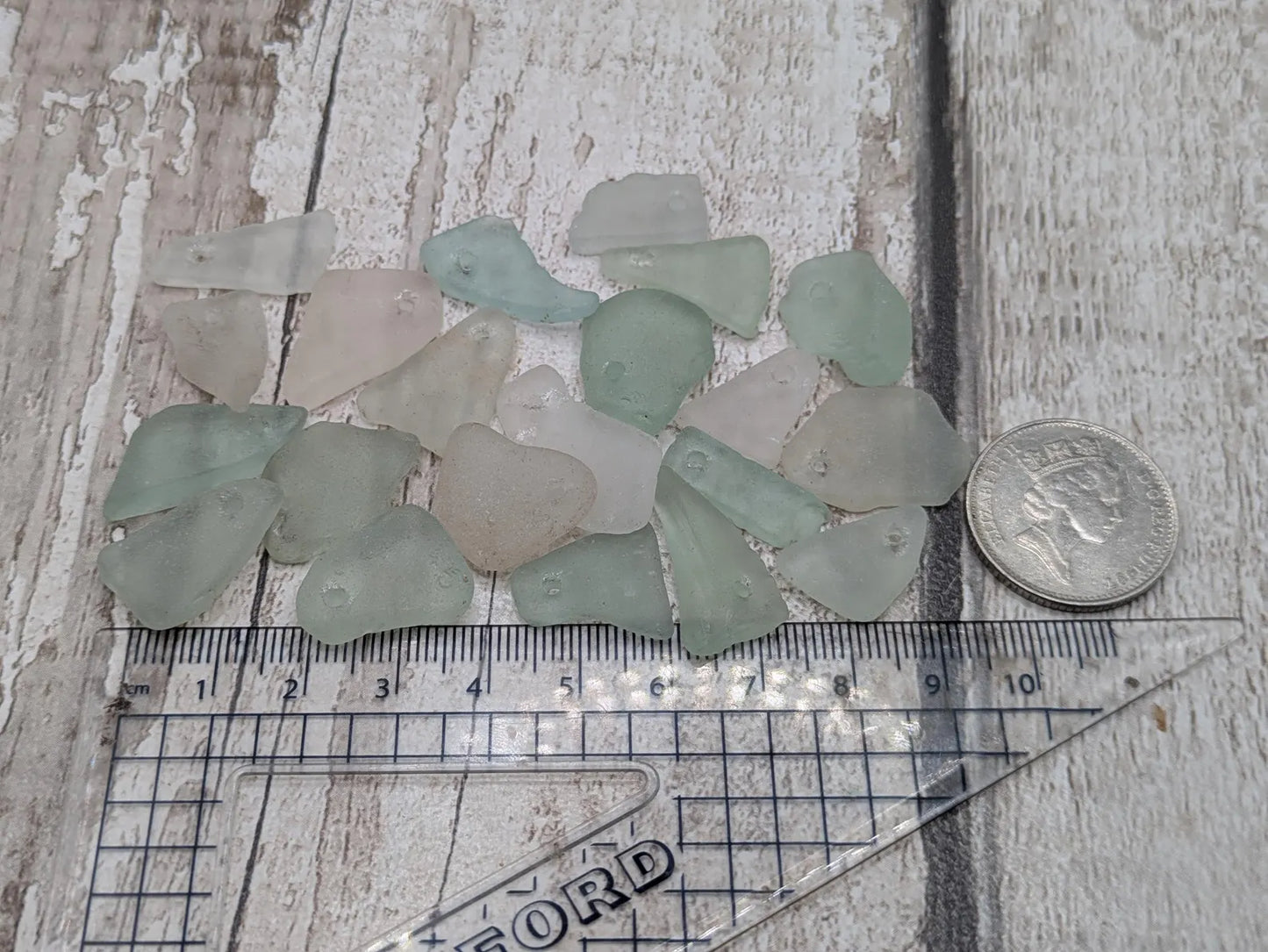 Tiny mixed top drilled sea glass craft beads, naturally estuary tumbled, arts and jewellery making, recycled material.