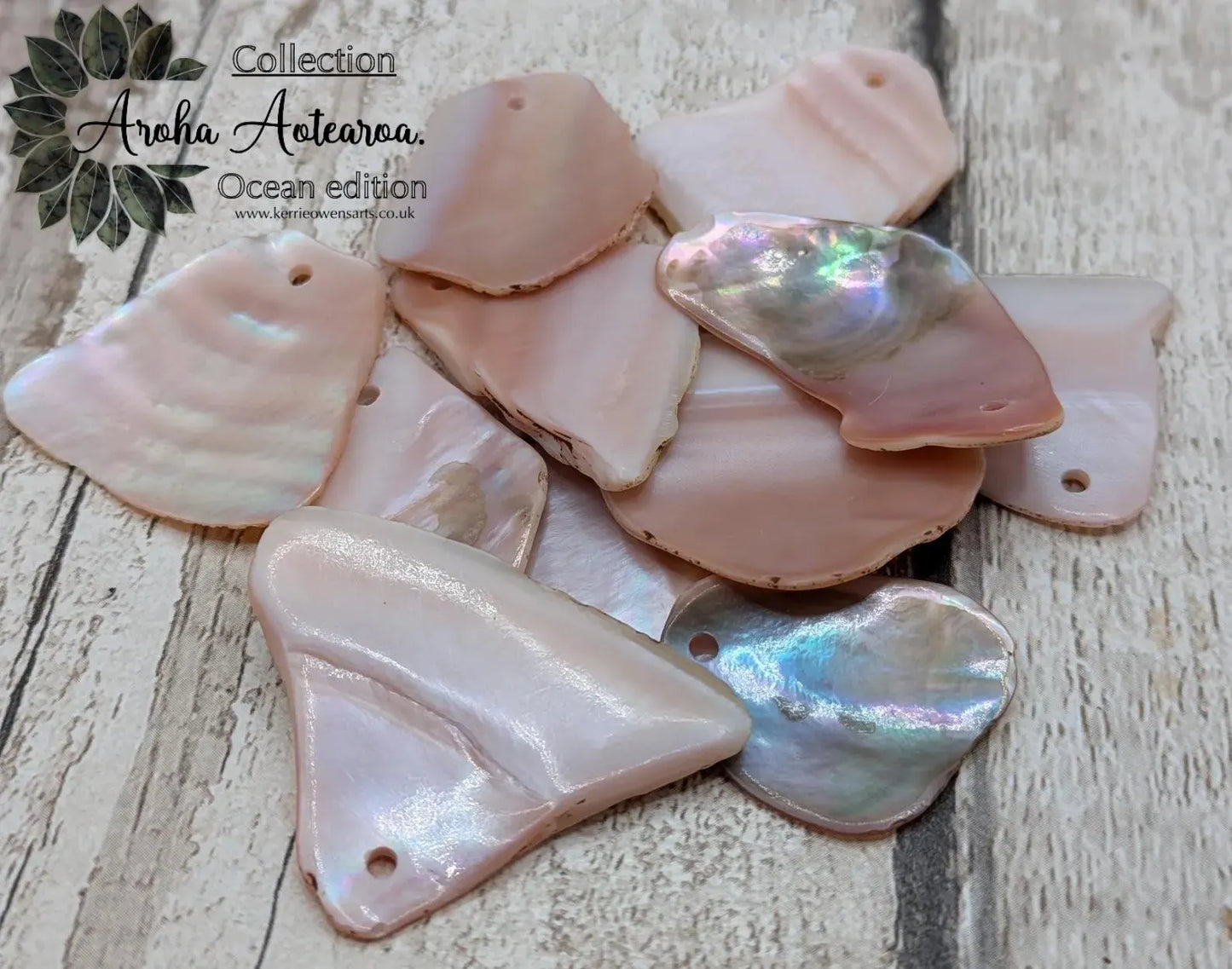 10 New Zealand Freshwater Mussel Shell Pendant Beads, Tumbled, Drilled & Polished, Natural Iridescent, Pearlescent Craft Beads for Jewellery