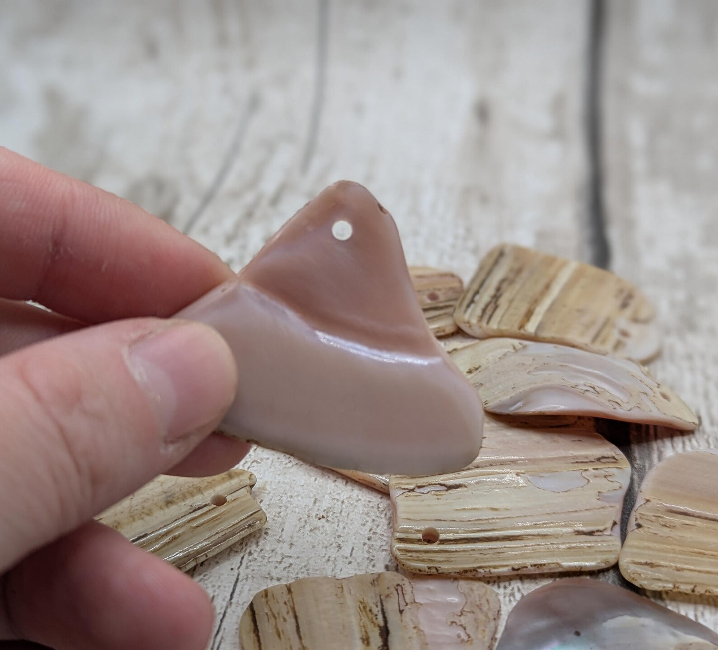 10 New Zealand Freshwater Mussel Shell Pendant Beads, Tumbled, Drilled & Polished, Natural Iridescent, Pearlescent Craft Beads for Jewellery