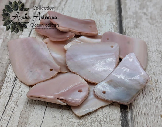 10 New Zealand Freshwater Mussel Shell Pendant Beads, Tumbled, Drilled & Polished, Natural Iridescent, Pearlescent Craft Beads for Jewellery
