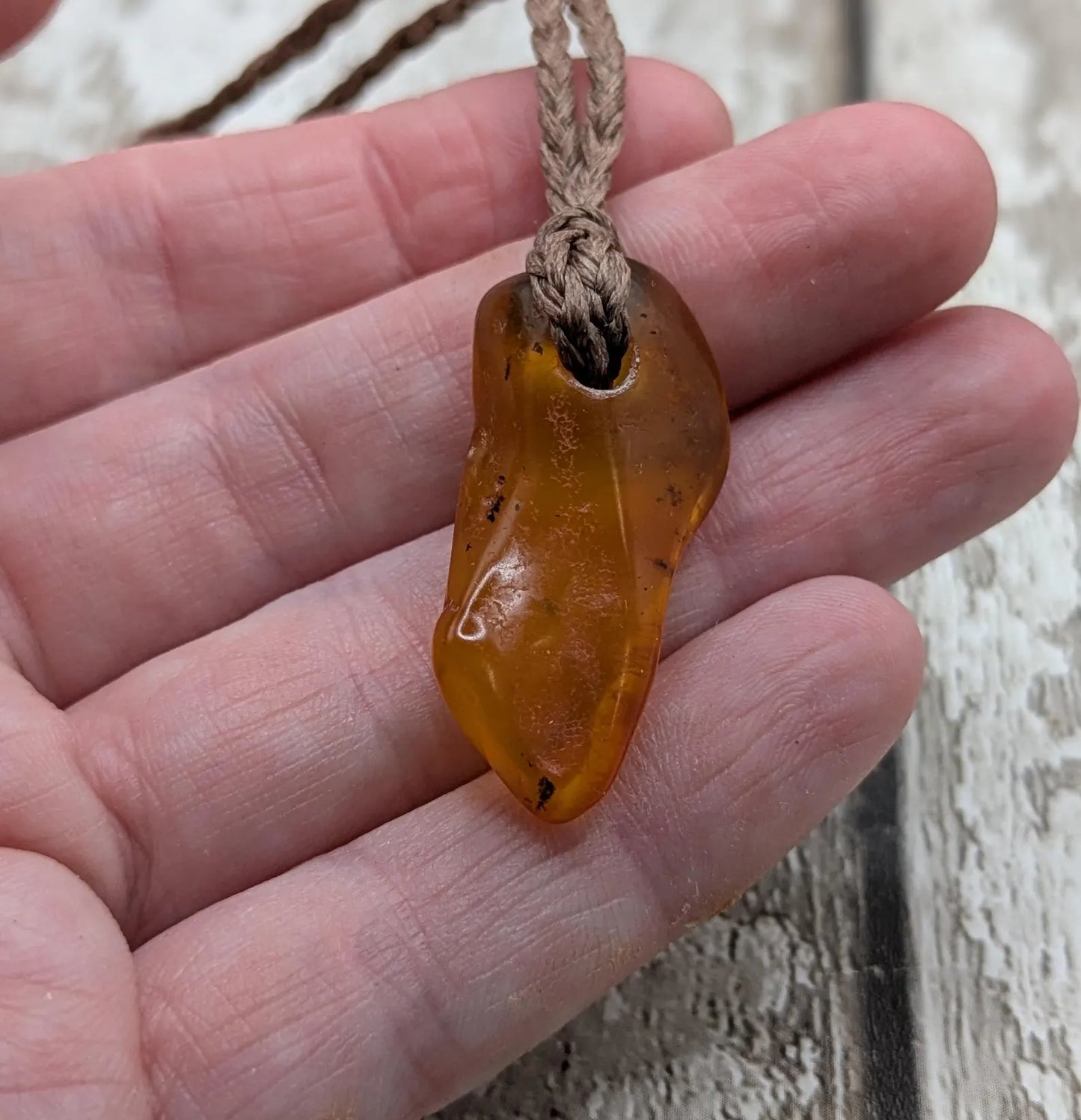 Tumble polished baltic Amber pendant.