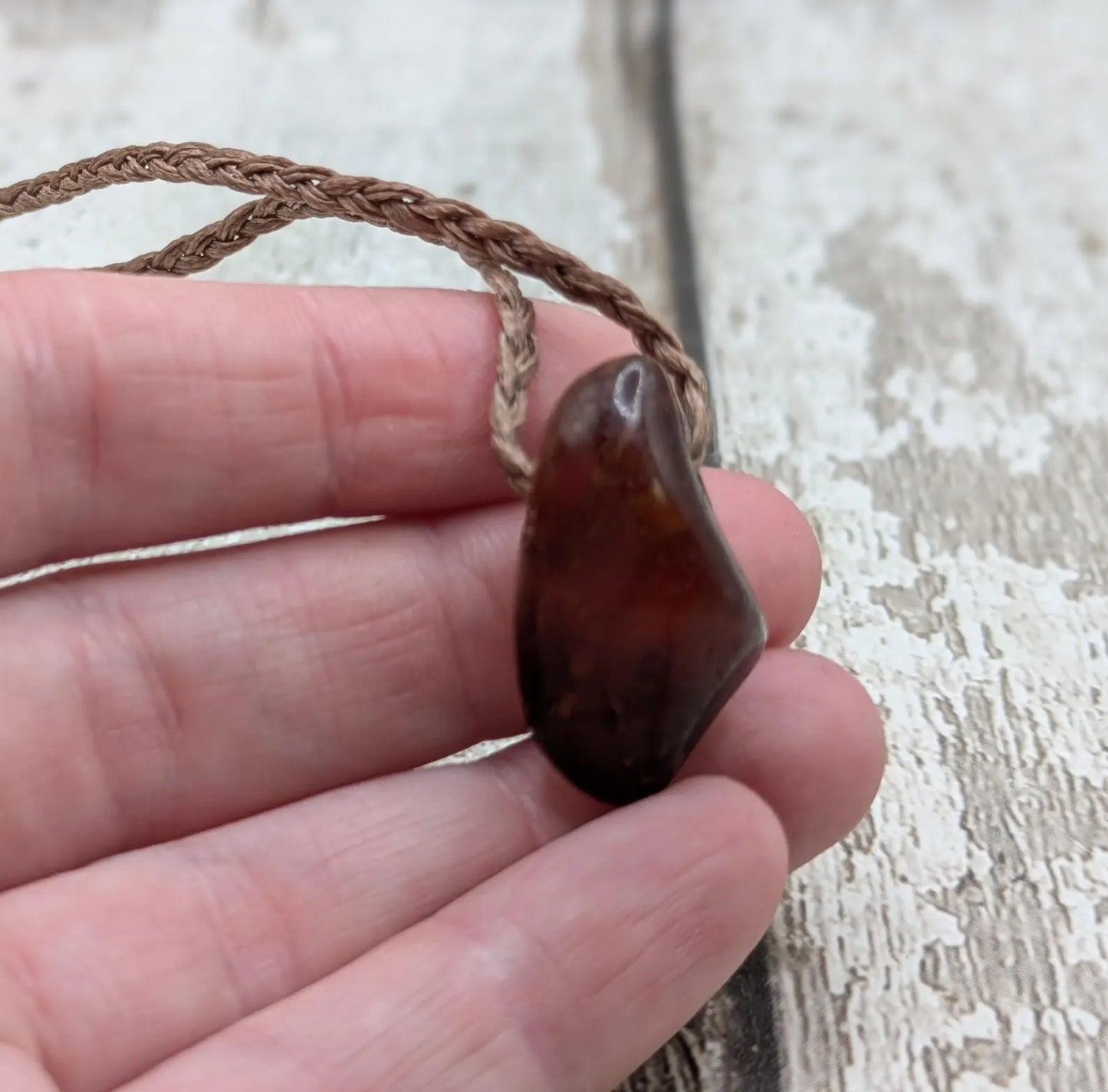 Tumble polished baltic Amber pendant.