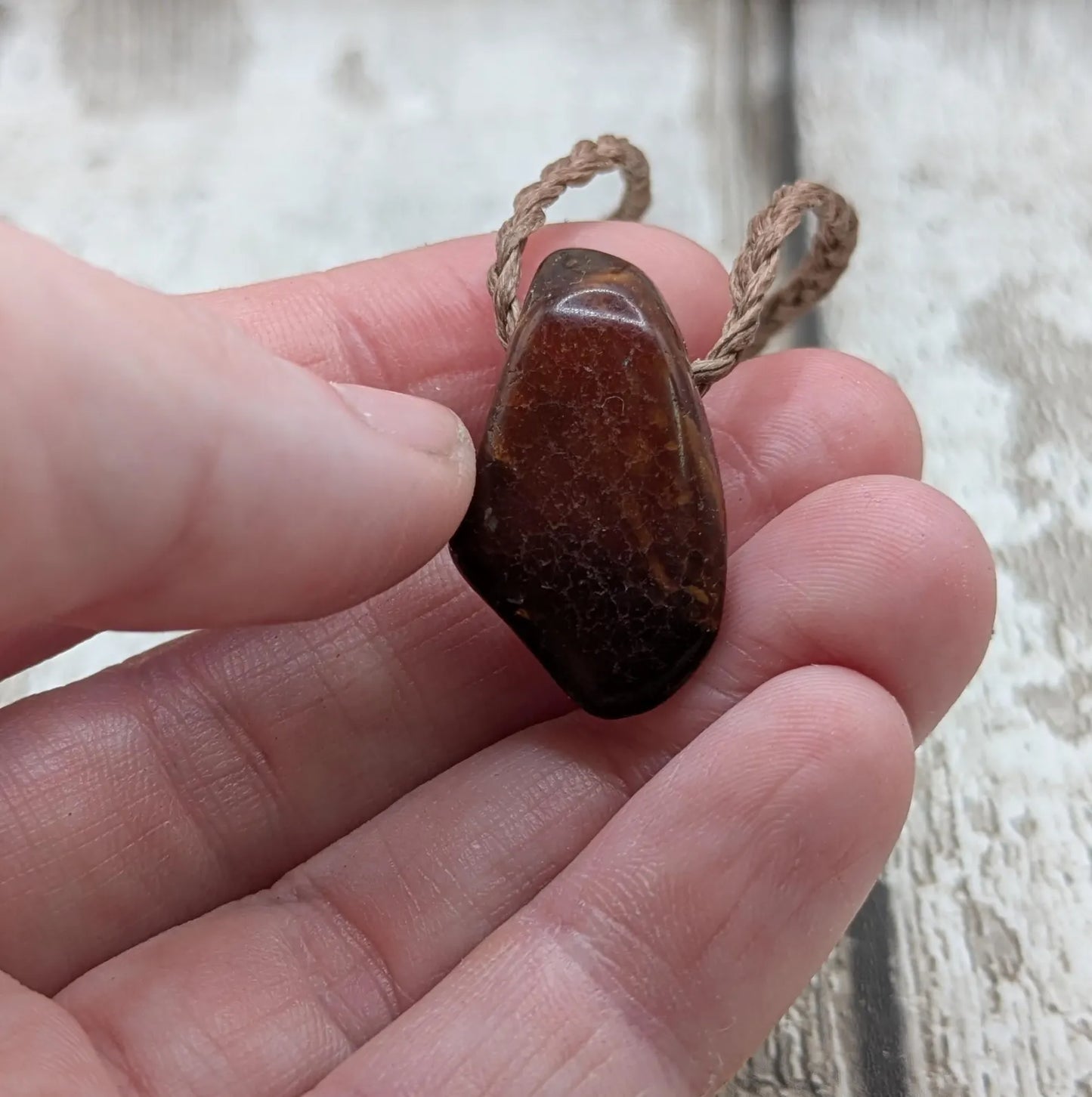 Tumble polished baltic Amber pendant.