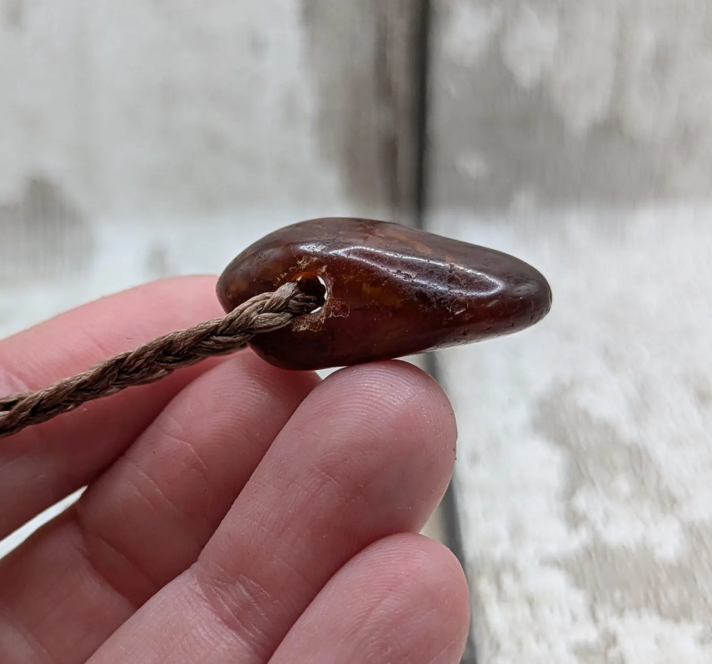 Tumble polished baltic Amber pendant.