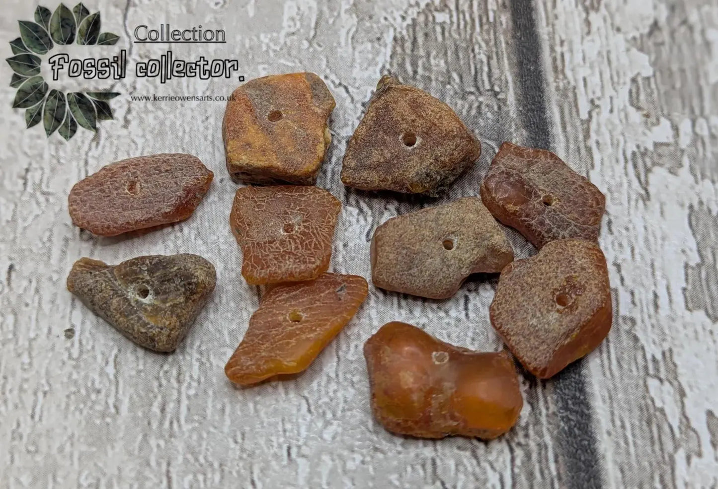 10 Raw natural centre drilled Baltic Amber beads.