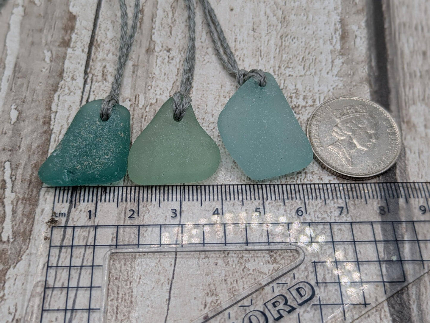 One Blue Naturally Frosted Thames Sea Glass Pendant – Teal or White Beach Glass Necklace – UK Foraged Eco Jewellery – Adjustable Cord Necklace.