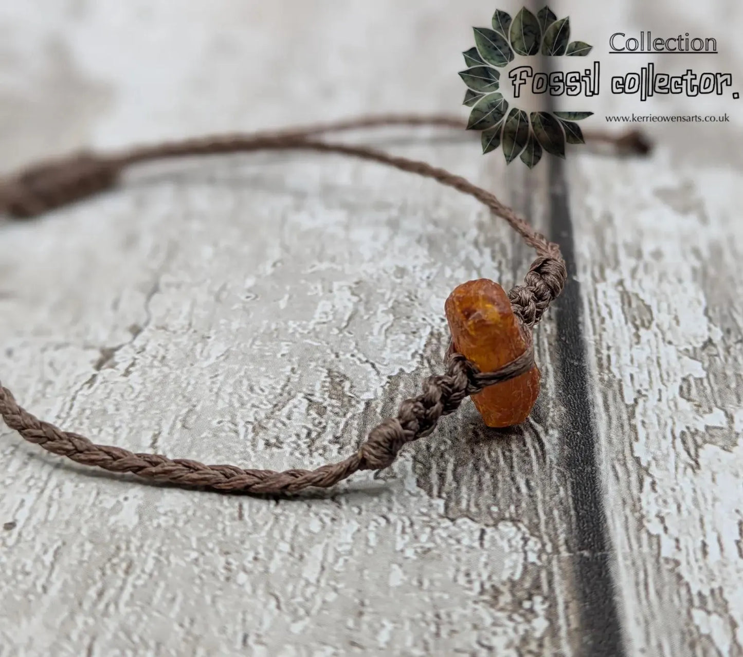 Rae natural Baltic Amber macramé adjustable bracelet.