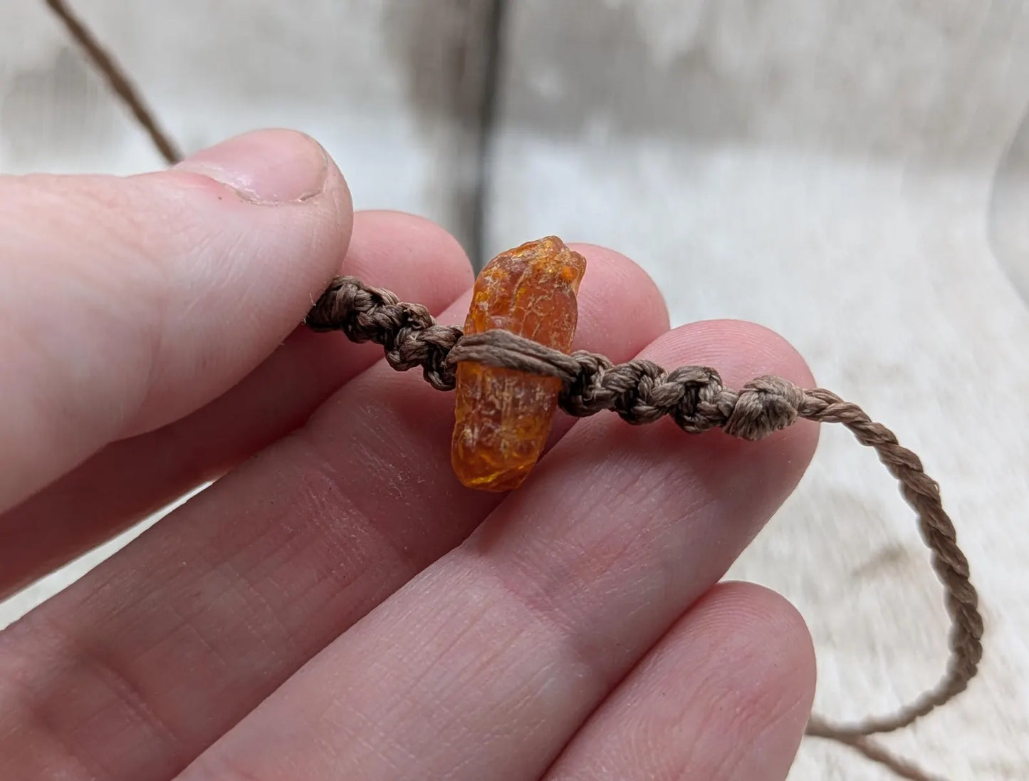 Rae natural Baltic Amber macramé adjustable bracelet.