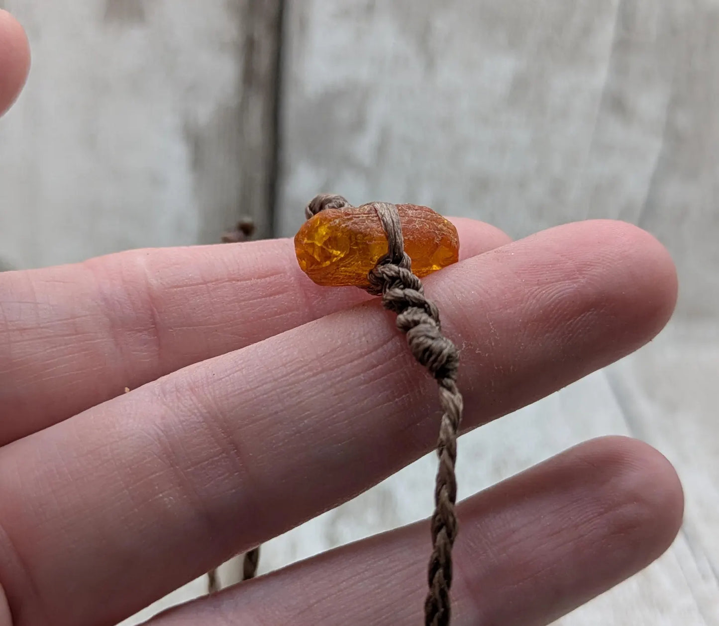 Rae natural Baltic Amber macramé adjustable bracelet.