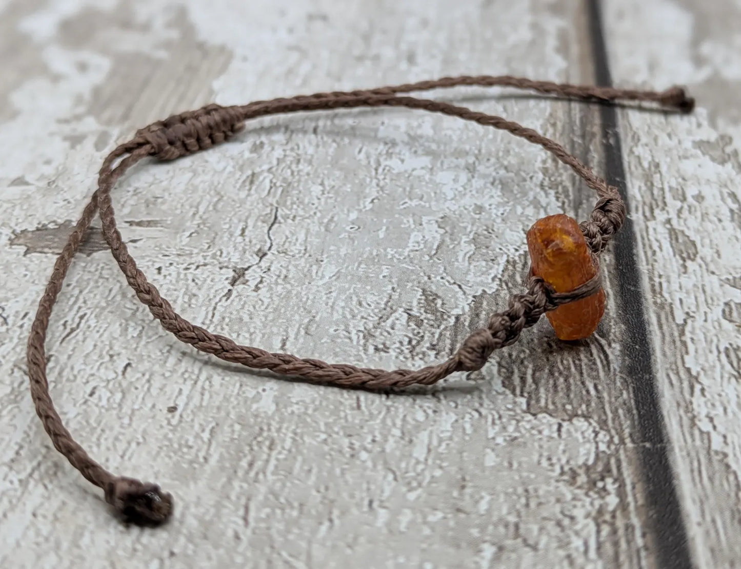 Rae natural Baltic Amber macramé adjustable bracelet.