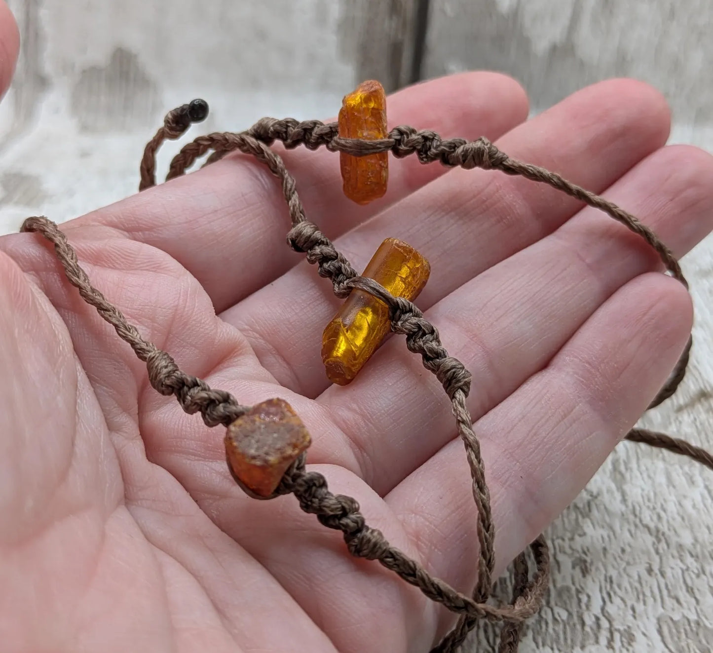 Rae natural Baltic Amber macramé adjustable bracelet.
