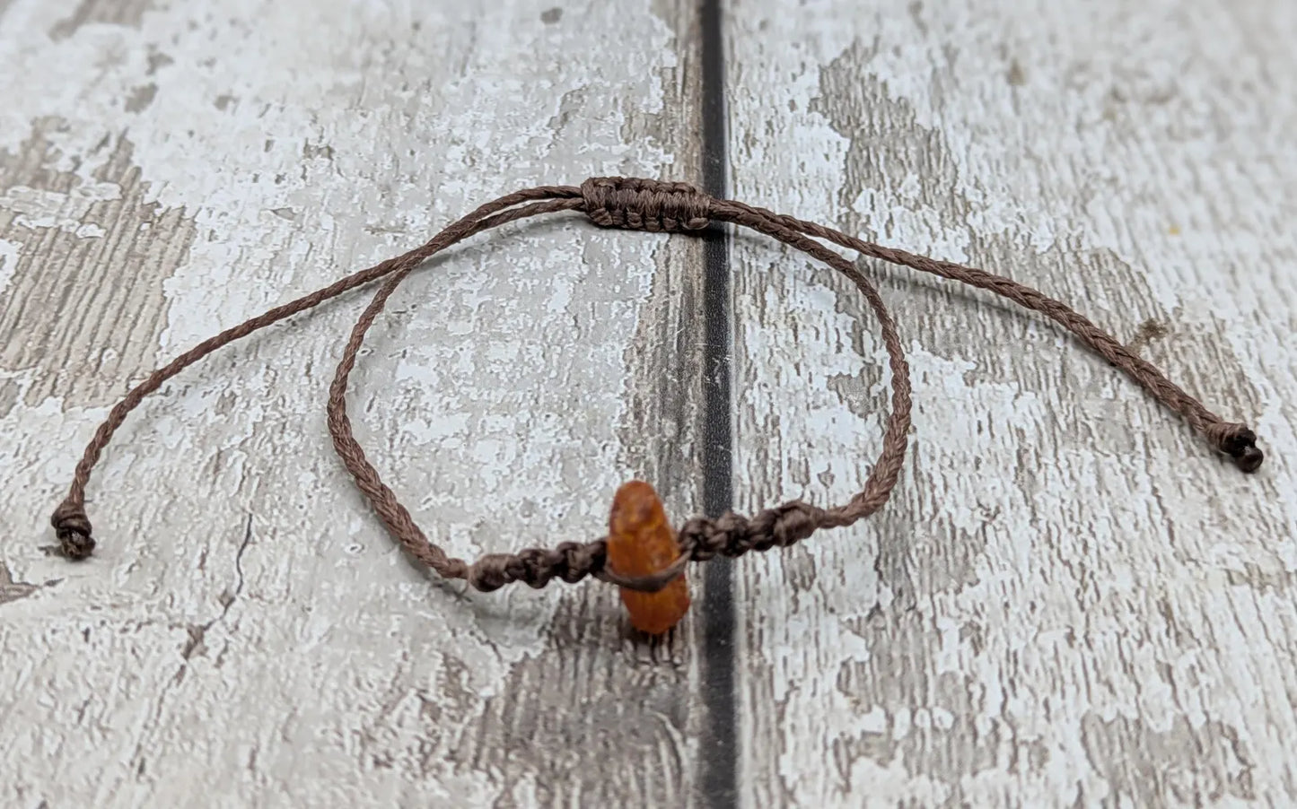 Rae natural Baltic Amber macramé adjustable bracelet.