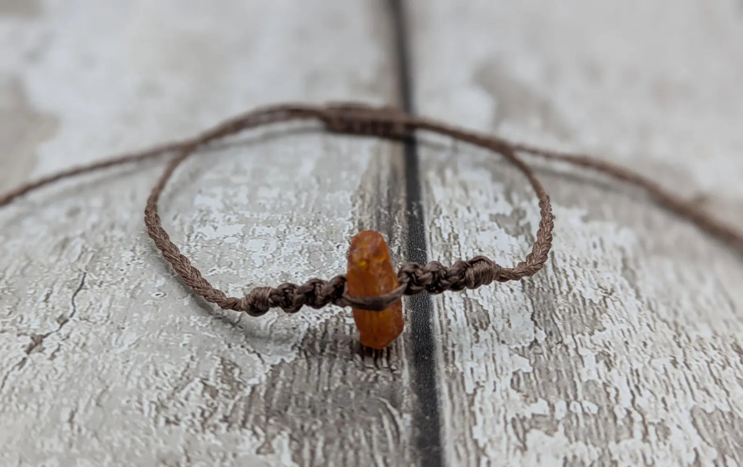 Rae natural Baltic Amber macramé adjustable bracelet.