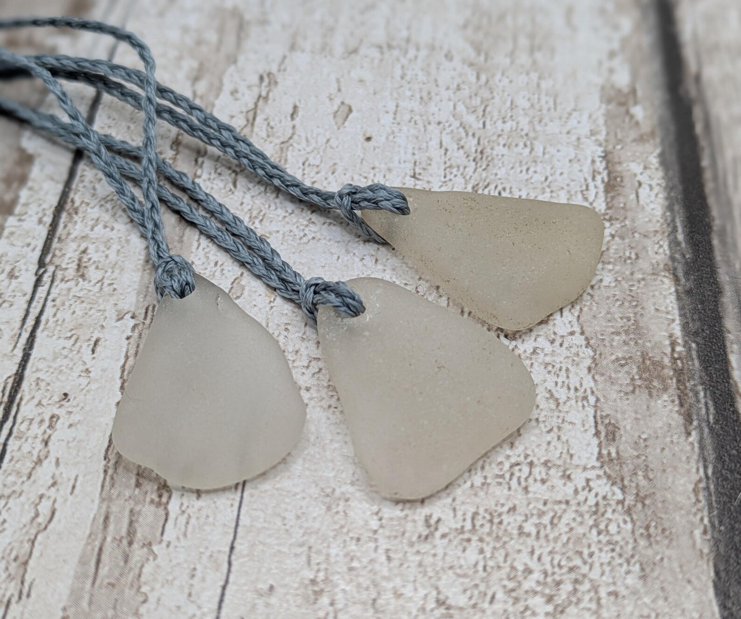 One Naturally Frosted Thames Sea Glass Pendant – Teal or White Beach Glass Necklace – UK Foraged Eco Jewelry – Adjustable Cord Necklace.