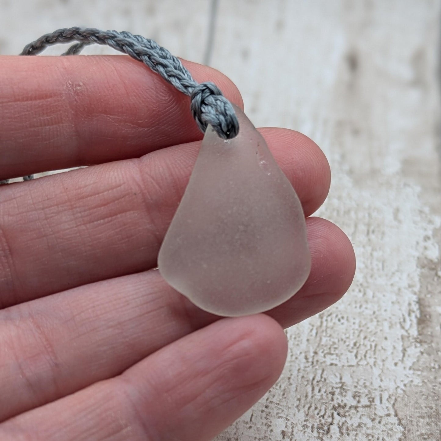 One Naturally Frosted Thames Sea Glass Pendant – Teal or White Beach Glass Necklace – UK Foraged Eco Jewelry – Adjustable Cord Necklace.