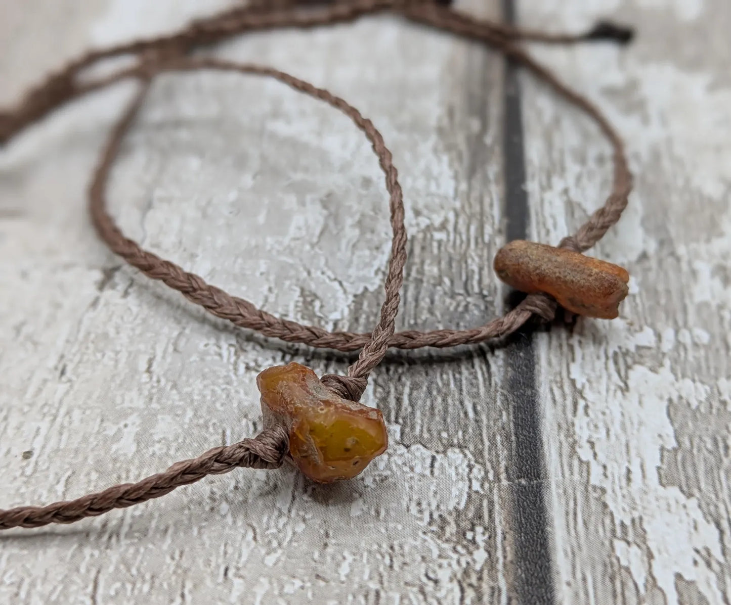 Raw natural adjustable Baltic Amber beaded bracelet.