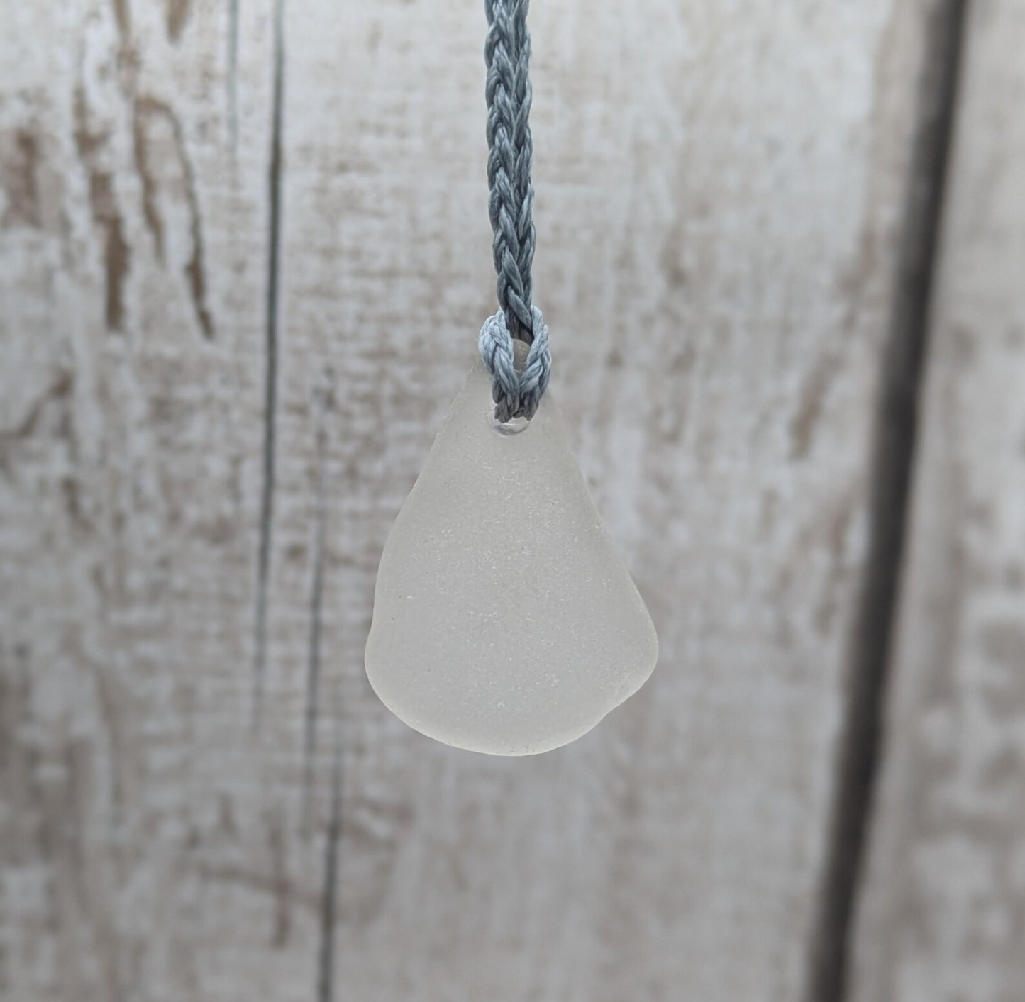 One Naturally Frosted Thames Sea Glass Pendant – Teal or White Beach Glass Necklace – UK Foraged Eco Jewelry – Adjustable Cord Necklace.