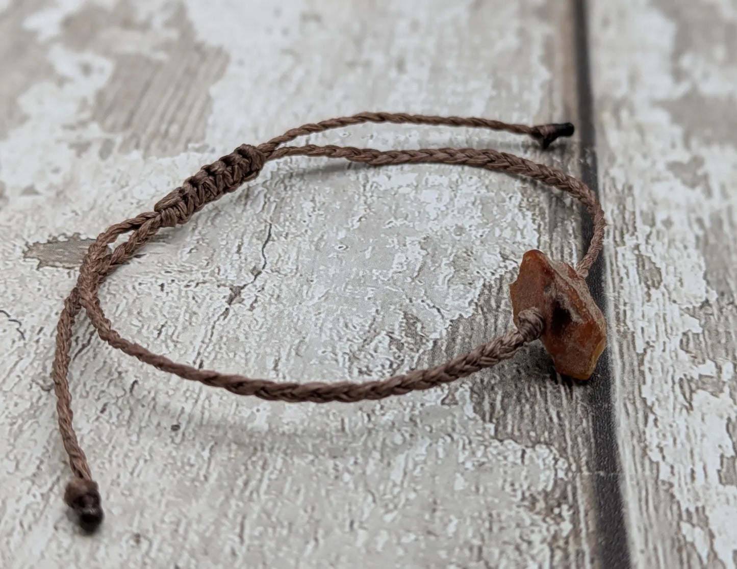 Raw natural adjustable Baltic Amber beaded bracelet.