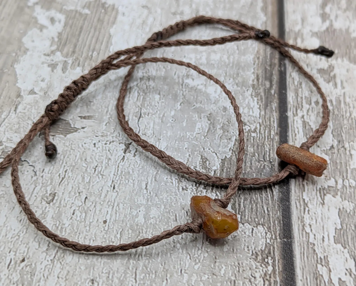 Raw natural adjustable Baltic Amber beaded bracelet.