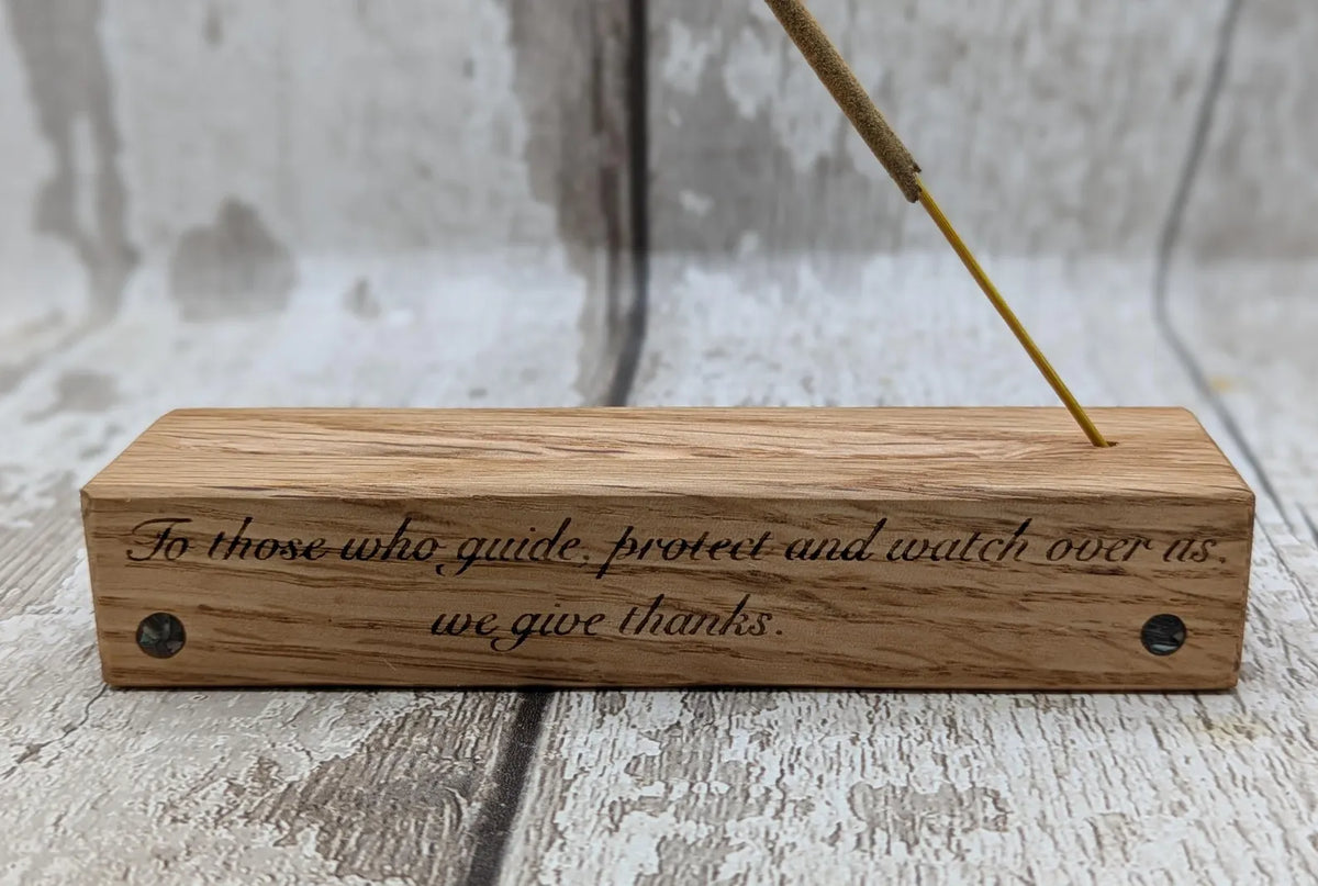 Red oak laser printed and hand chiseled incense holder for ancestral work.