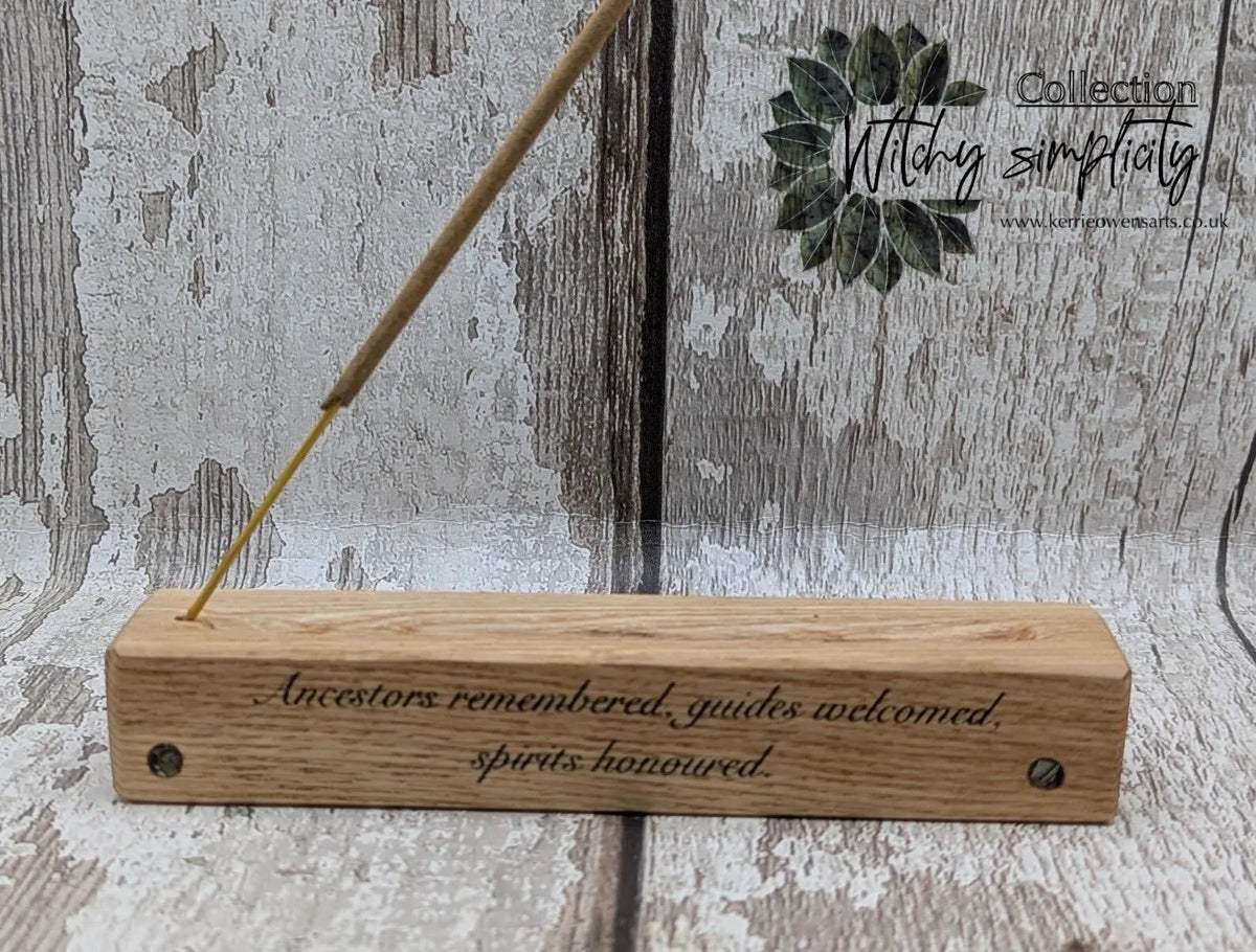 Sweet chestnut hand chiseled, laser printed ancestral incense holder.