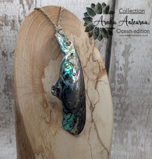 Large Freeform NZ Pāua Shell Pendant – Iridescent Abalone Statement Necklace, Natural statement Beach Jewellery.