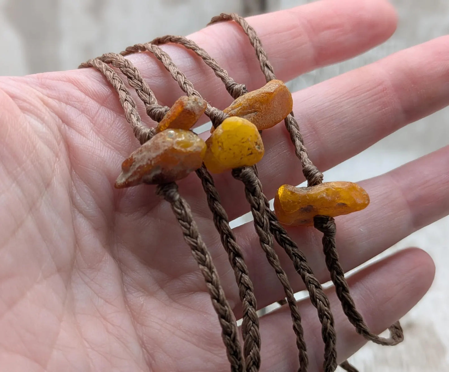 Raw natural adjustable Baltic Amber beaded bracelet.
