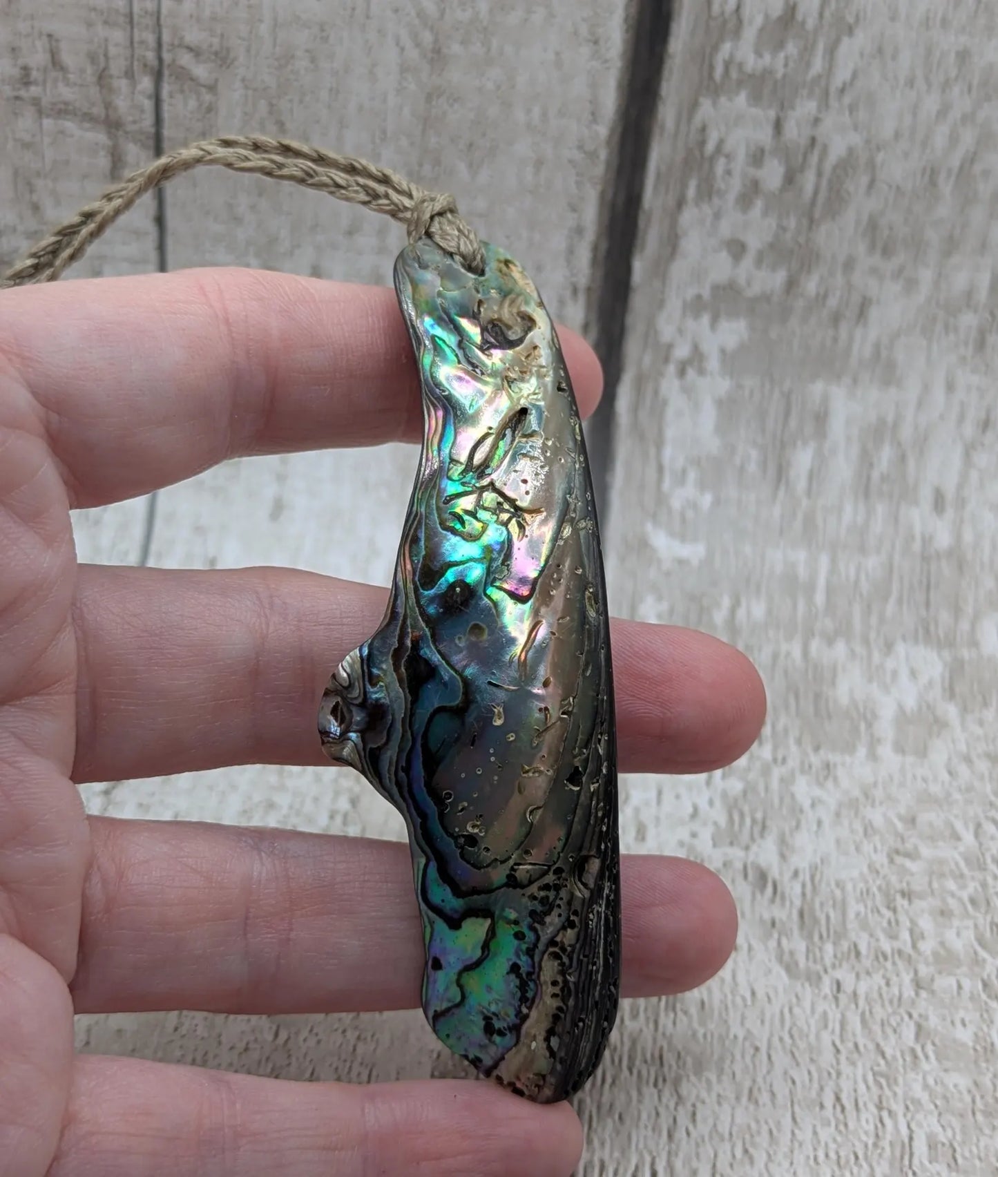 Large Freeform NZ Pāua Shell Pendant – Iridescent Abalone Statement Necklace, Natural statement Beach Jewellery.