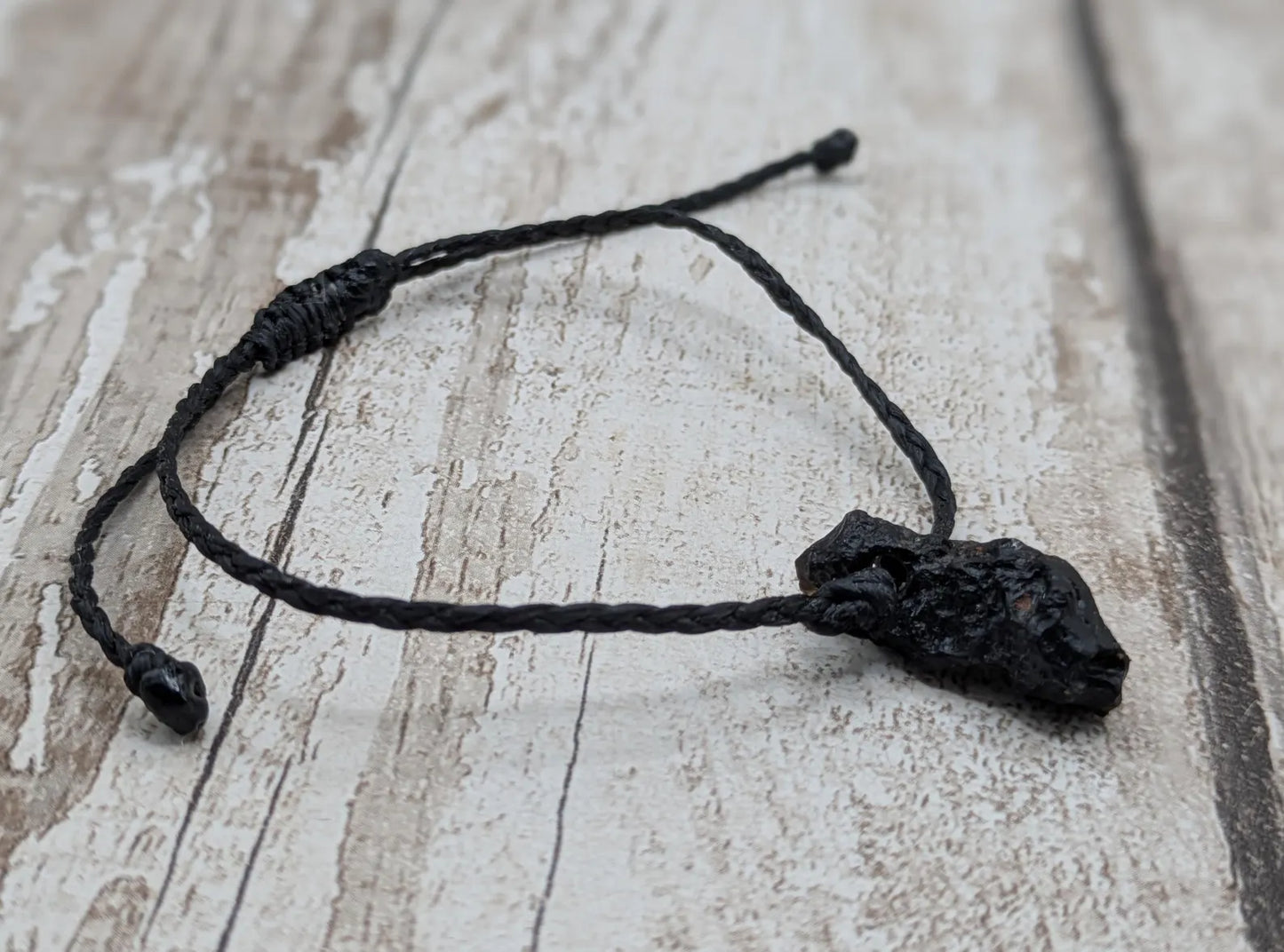 Indonesian tektite beaded adjustable bracelet.