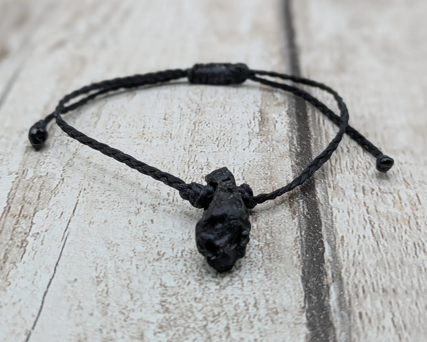 Indonesian tektite beaded adjustable bracelet.