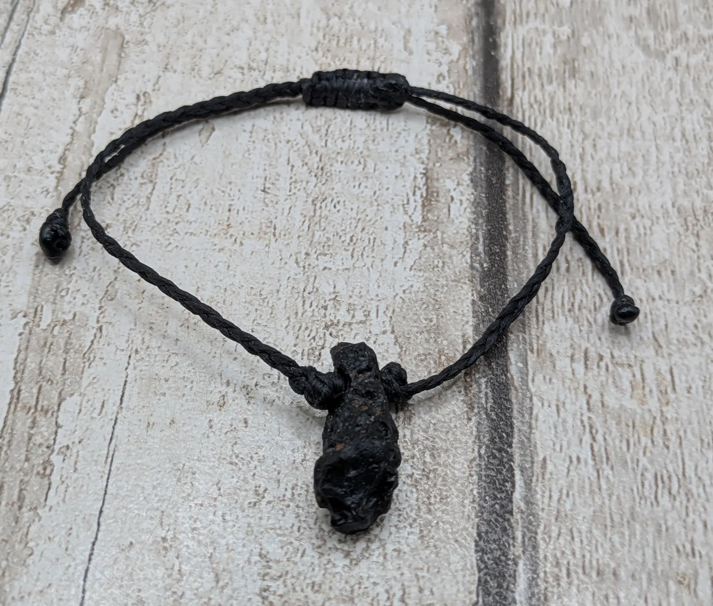 Indonesian tektite beaded adjustable bracelet.