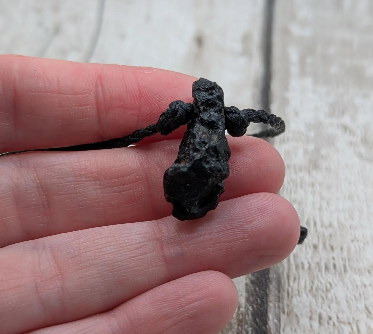 Indonesian tektite beaded adjustable bracelet.