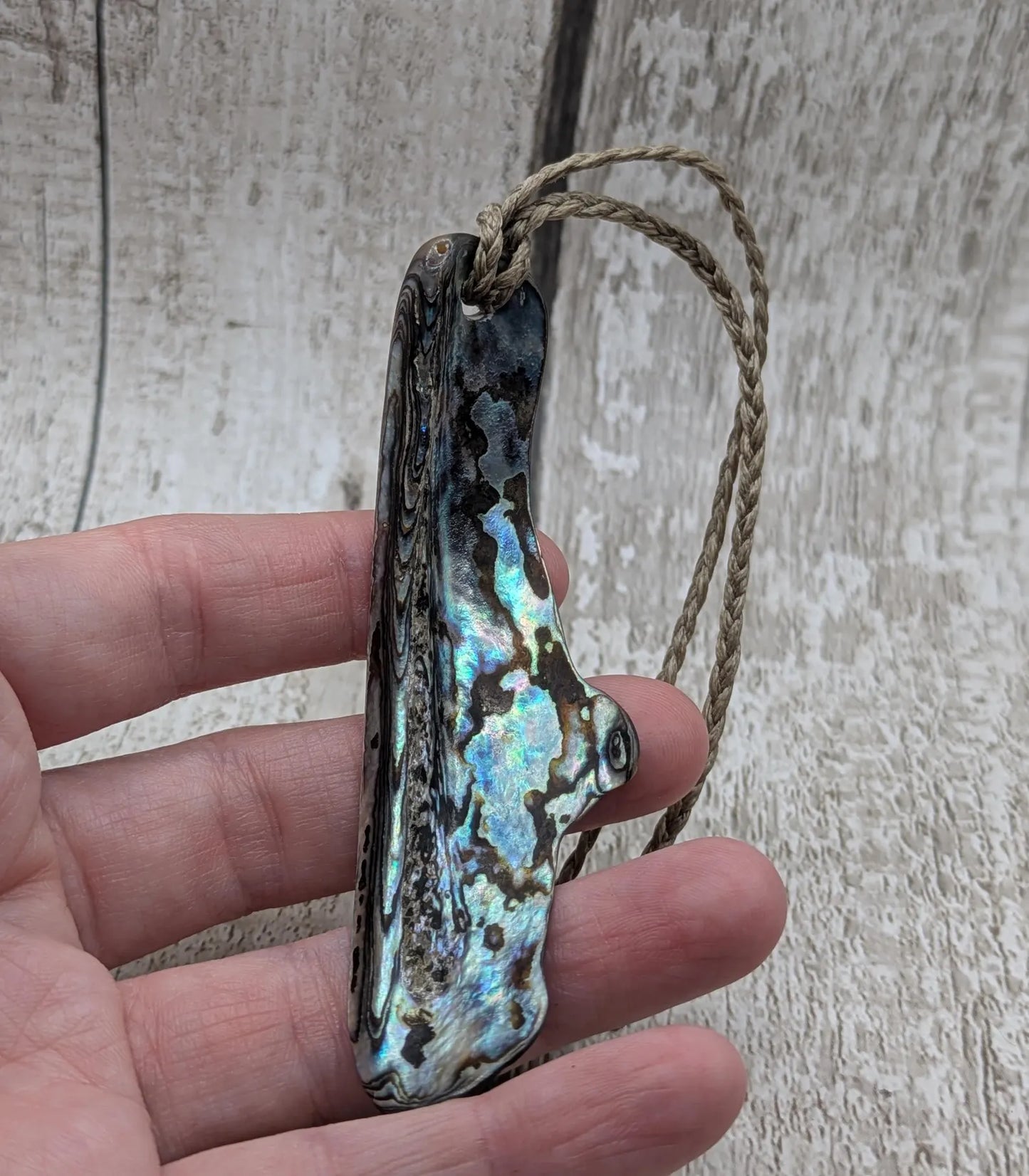 Large Freeform NZ Pāua Shell Pendant – Iridescent Abalone Statement Necklace, Natural statement Beach Jewellery.